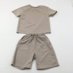 Beige Short Sleeve Top & Matching Shorts - Boys 7-8 Years