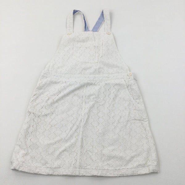 Ivory Broderie Anglaise Lined Cotton Dungaree Dress - Girls 13-14 Years