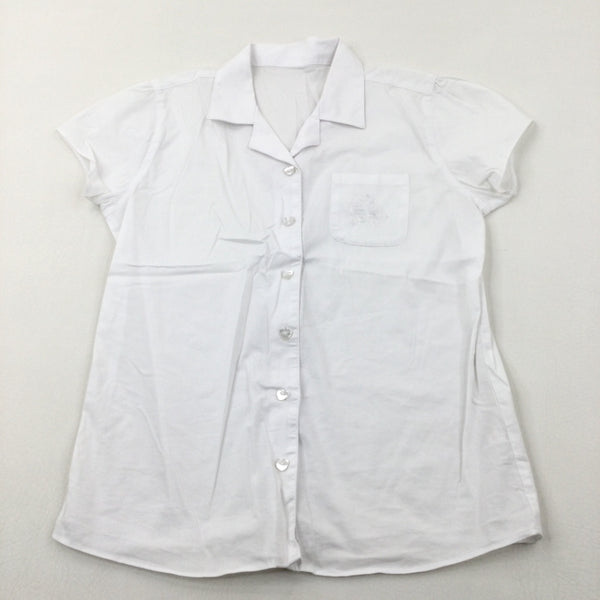 Butterfly Embroidered White School Blouse - Girls 12-13 Years