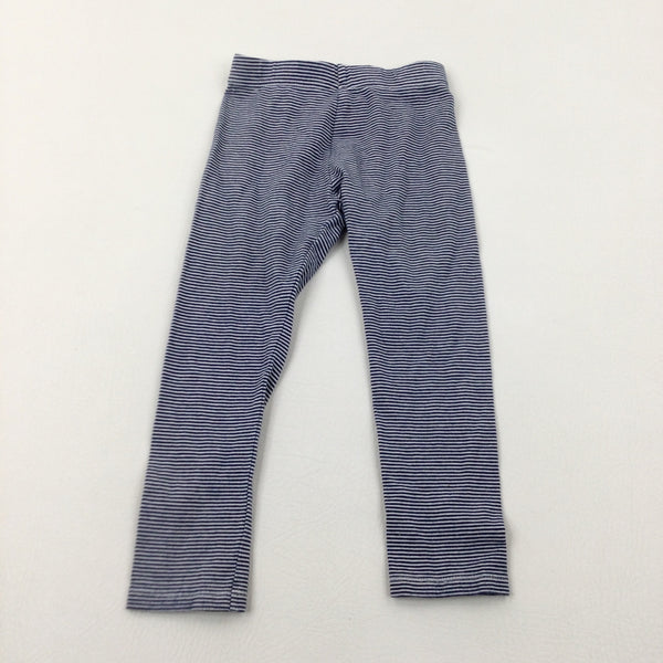 Navy & White Striped Leggings - Girls 2-3 Years