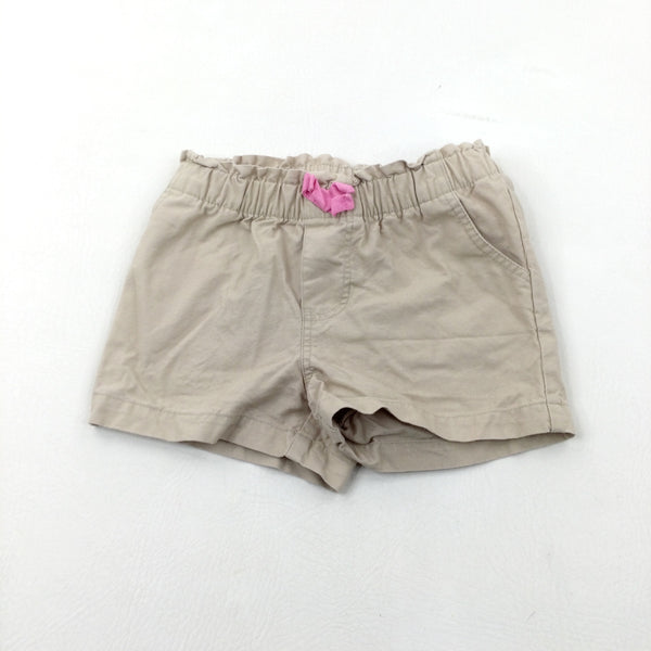 Beige Cotton Shorts - Girls 3 Years