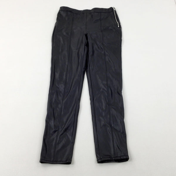 Black Faux Leather Trousers - Girls 9-10 Years