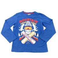 'Mountain Powder Carver' Skull Blue Long Sleeve Top - Boys 7-8 Years
