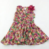 Tropical Birds & Flowers Colourful Beaded Playsuit - Girls 3-4 Years