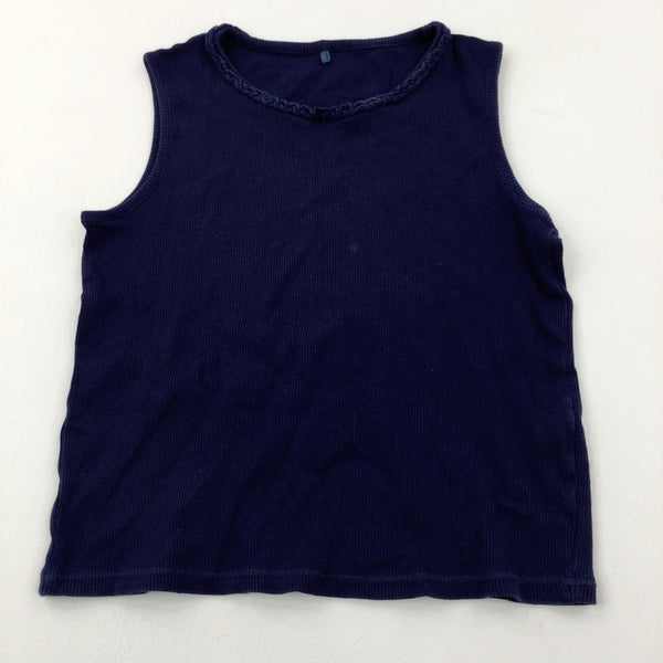 Navy Ribbed Vest Top - Girls 8-9 Years