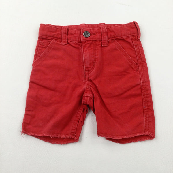 Red Denim Shorts With Adjustable Waist - Boys 18-24 Months