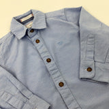 Bull Dog Embroidered Motif Light Blue Long Sleeve Shirt - Boys 2-3 Years