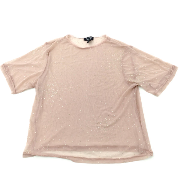 Glittery Pink Sheer Top - Girls 14-15 Years