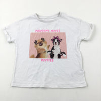 'Pawsome Moves Besties' Dogs White T-Shirt - Girls 8-9 Years