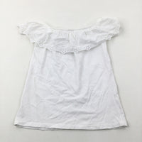 Broderie Anglaise White Vest Top - Girls 7-8 Years