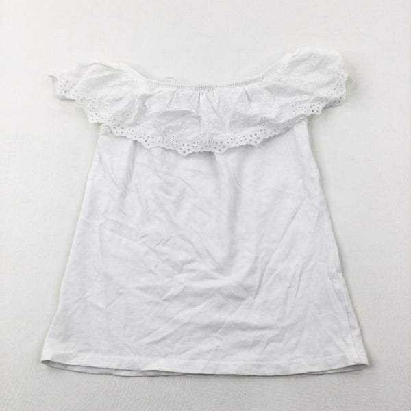 Broderie Anglaise White Vest Top - Girls 7-8 Years