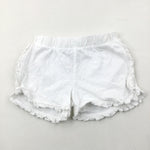 Frills White Cotton Jersey Shorts - Girls 3-4 Years