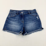 Distressed Mid Blue Denim Shorts - Girls 8-9 Years