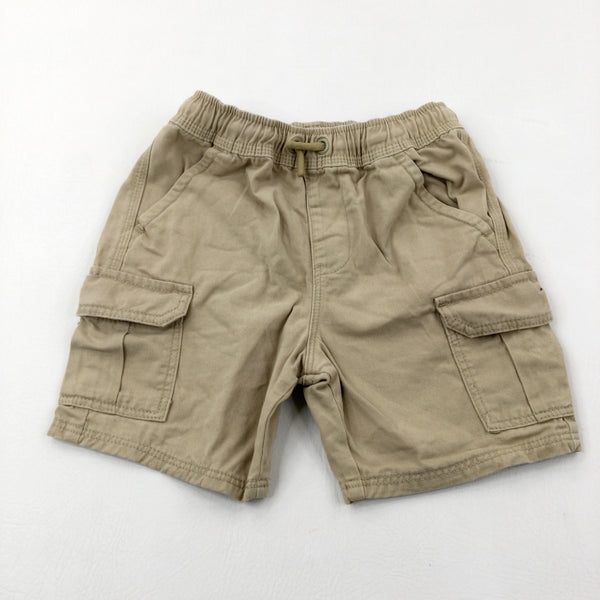 Beige Cotton Cargo Shorts - Boys 7-8 Years