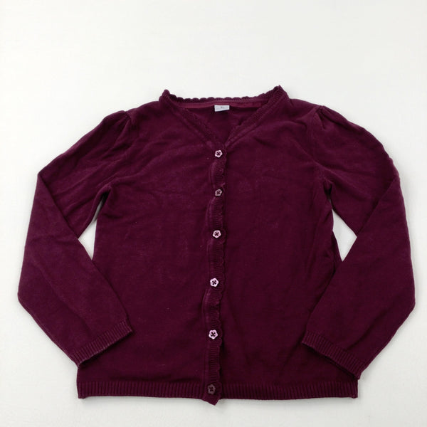 Burgundy Knitted School Cardigan - Girls 8-9 Years