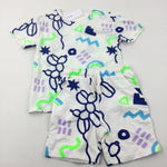 **NEW** Balloon Animal Cream T-Shirt & Matching Shorts - Boys 7-8 Years