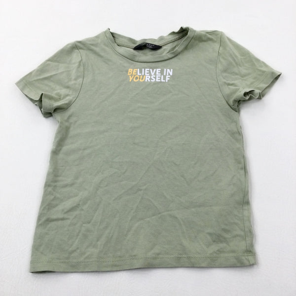 'Believe In Yourself' Green T-Shirt - Girls 8-9 Years