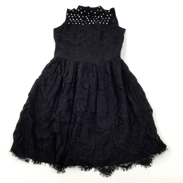 Diamonte Black Lined Lace Dress - Girls 11-12 Years