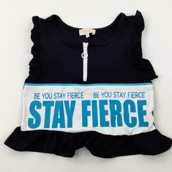 'Stay Fierce' Black Sports Top - Girls 9-10 Years