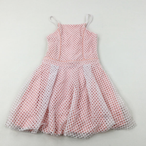 Pink & White Party Dress - Girls 9-10 Years