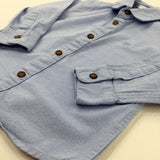 Bull Dog Embroidered Motif Light Blue Long Sleeve Shirt - Boys 2-3 Years