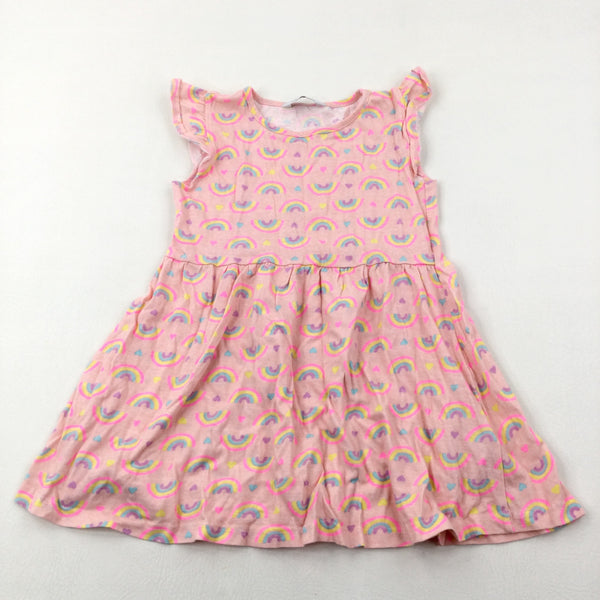 Rainbows Pink Cotton Jersey Dress - Girls 7-8 Years