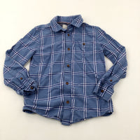 Blue Checked Long Sleeve Shirt - Boys 7-8 Years