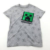 'Minecraft' Creeper Sequin Flip Grey T-Shirt - Boys 8-9 Years