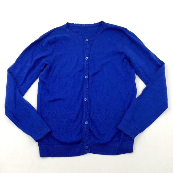 Blue Patterned Knitted School Cardigan - Girls 13-14 Years