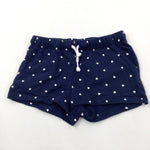 Hearts Navy Cotton Jersey Shorts - Girls 3-4 Years