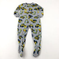 Diggers Grey Fleece Onesie - Boys 3 Years