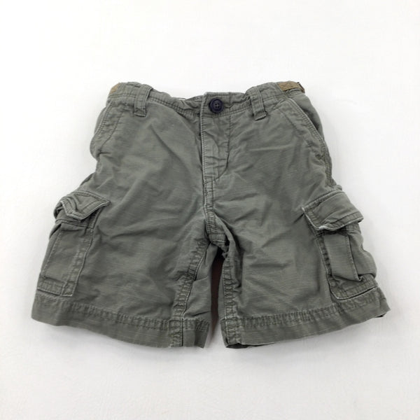 Light Khaki Green Cargo Shorts With Adjustable Waist - Boys 3 Years