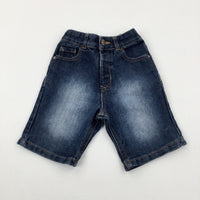 Dark Blue Denim Shorts With Adjustable Waist - Boys 2-3 Years