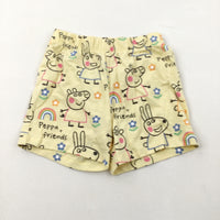 'Peppa & Friends' Peppa Pig Yellow Cotton Jersey Shorts- Girls 2-3 Years