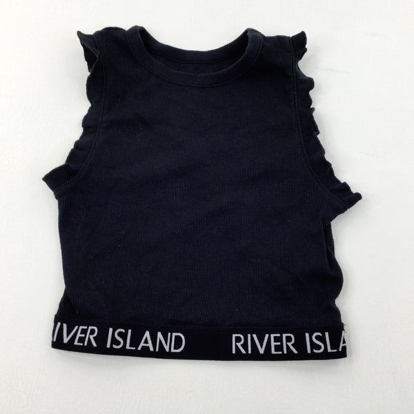 'River Island' Black Ribbed Cropped Vest Top - Girls 9-10 Years