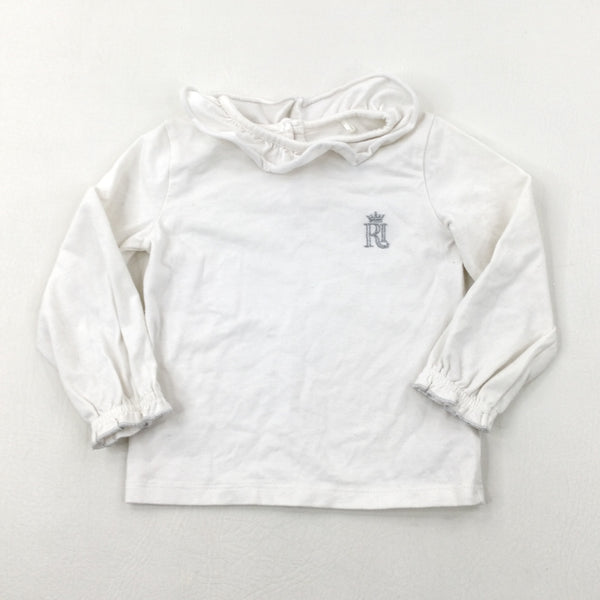 Frilly Collar Cream Long Sleeve Top - Girls 12-18 Months