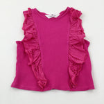 Flowers Embroidered Pink Vest Top - Girls 10-11 Years