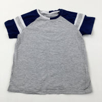 Grey & Navy T-Shirt - Boys 8-9 Years