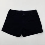 Black Denim Shorts With Adjustable Waist - Girls 7-8 Years