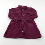 Burgundy Cord Shirt Dress - Girls 7-8 Years