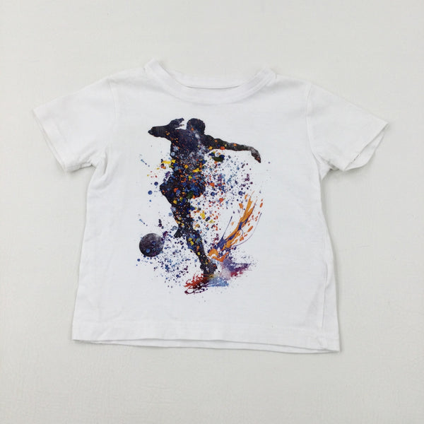 Footballer Paint Splatter White T-Shirt - Boys 18-24 Months
