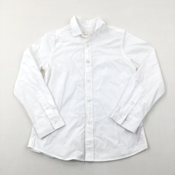 White Cotton Long Sleeve Shirt - Boys 7-8 Years
