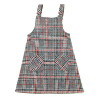 Red & Black Checked Pinafore Dress - Girls 7-8 Years