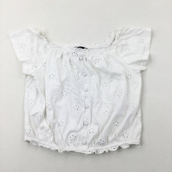 Broderie Anglaise White Cropped Top - Girls 14-15 Years