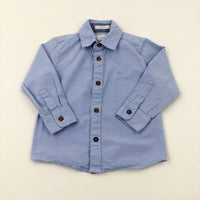 Bull Dog Embroidered Motif Light Blue Long Sleeve Shirt - Boys 2-3 Years