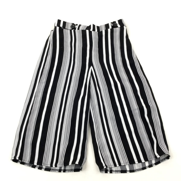 Black & White Lightweight Cropped Trousers - Girls 7-8 Years