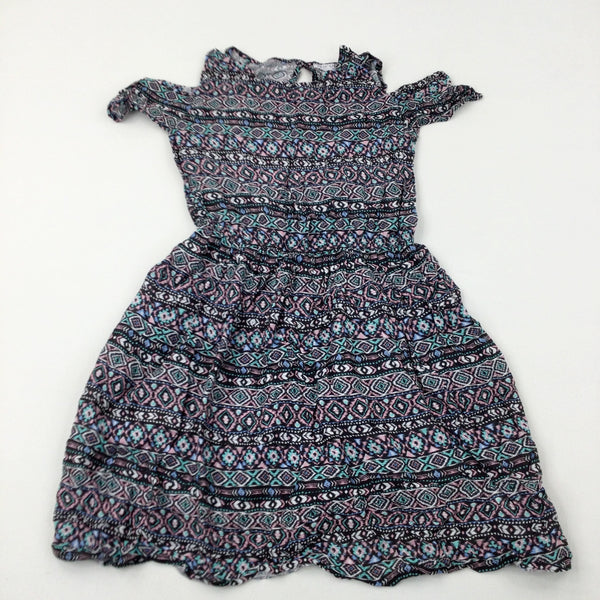 Colourful Patterned Black Lightweight Dress - Girls 14-15 Years