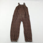 Animal Print Tan Towelling Jumpsuit - Girls 6-7 Years