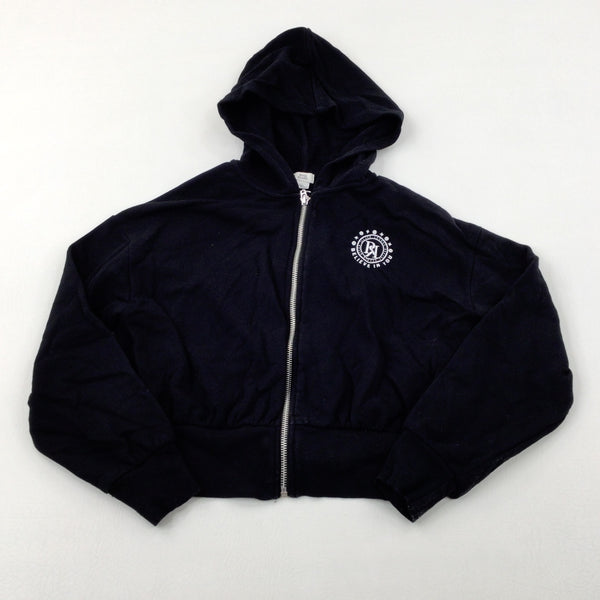 'Believe In You' Black Cropped Zip Through Hoodie - Girls 9-10 Years