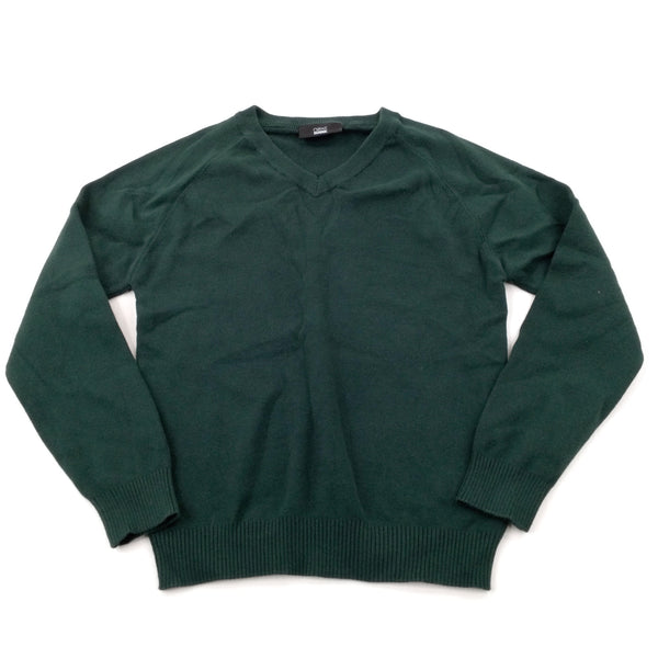 Green V-Neck Knitted School Jumper - Boys/Girls 9-10 Years